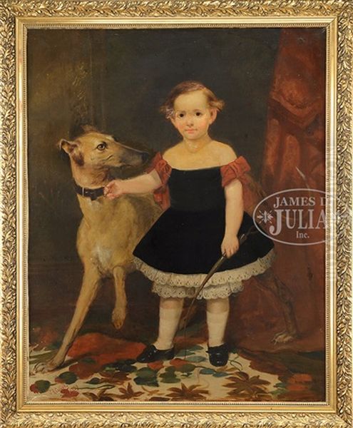 Boy In Black Dress With Greyhound Dog Oil Painting by James H. Cafferty