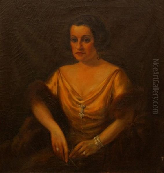 Portrait Of An Aristocratic Woman Oil Painting by James H. Cafferty