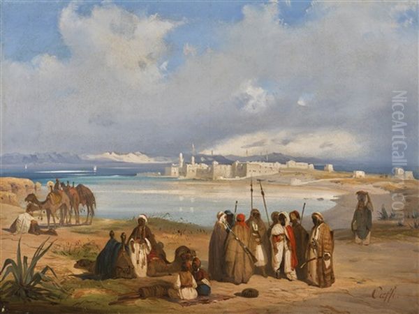 The Isthmus Of Suez Oil Painting by Ippolito Caffi