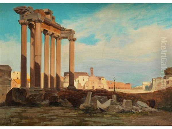 Blick Auf Das Forum Romanum Oil Painting by Ippolito Caffi