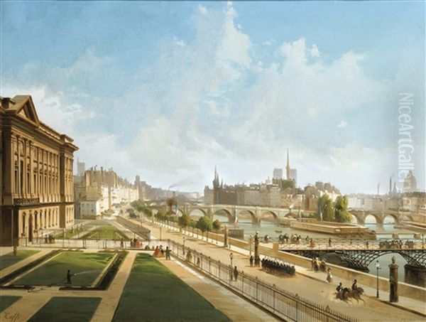 Vue Du Louvre, Paris Oil Painting by Ippolito Caffi