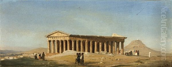 Temple D'hephaistos, Athenes Oil Painting by Ippolito Caffi