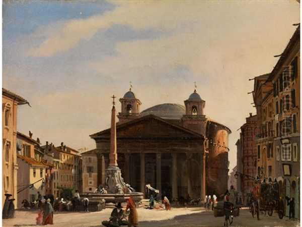 Das Pantheon In Rom Oil Painting by Ippolito Caffi