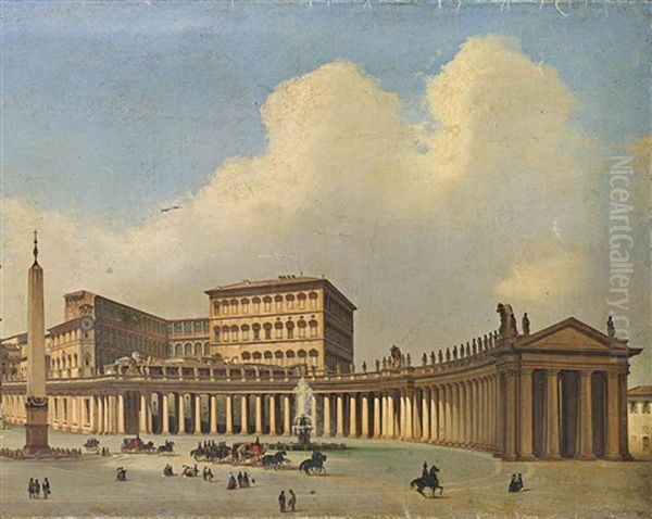 Piazza San Pietro, Rome Oil Painting by Ippolito Caffi