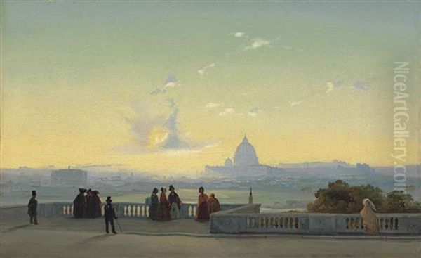 Rome From The Pincio Oil Painting by Ippolito Caffi