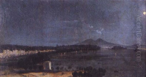 Vue De Naples Au Clair De Lune Oil Painting by Ippolito Caffi