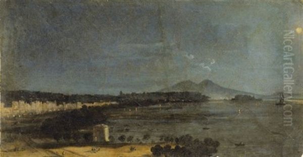 Vue De Naples La Nuit Oil Painting by Ippolito Caffi