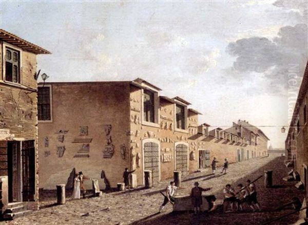 Rome, A View Of Canova's Studio In Via San Giacomo Oil Painting by Ippolito Caffi