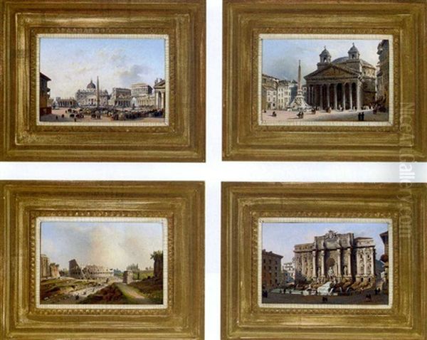 The Pantheon (+ 3 Others; 4 Works) Oil Painting by Ippolito Caffi