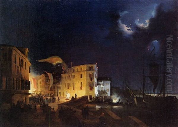 Festa Notturna A San Pietro Di Castello by Ippolito Caffi