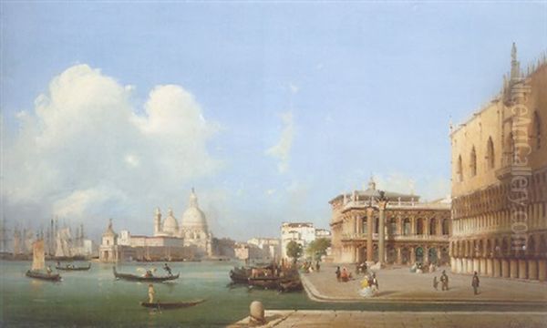 The Grand Canal Near The Doge's Palace Oil Painting by Ippolito Caffi