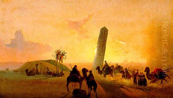 Carovana Nel Deserto Fra Alessandria Ed Il Cairo Oil Painting by Ippolito Caffi