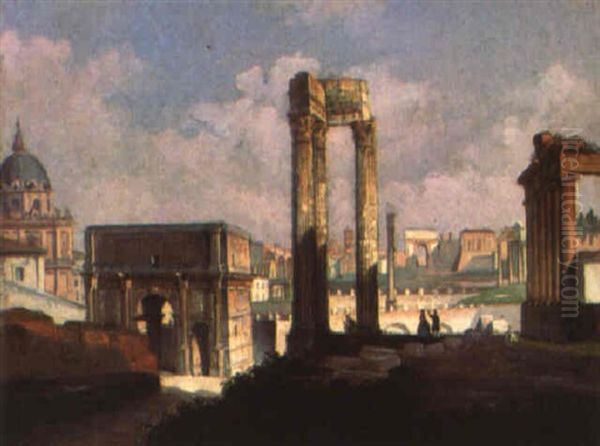 Il Foro Romano Oil Painting by Ippolito Caffi