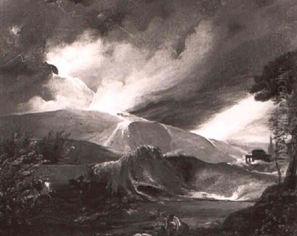 Eruption Du Vesuve Oil Painting by Ippolito Caffi