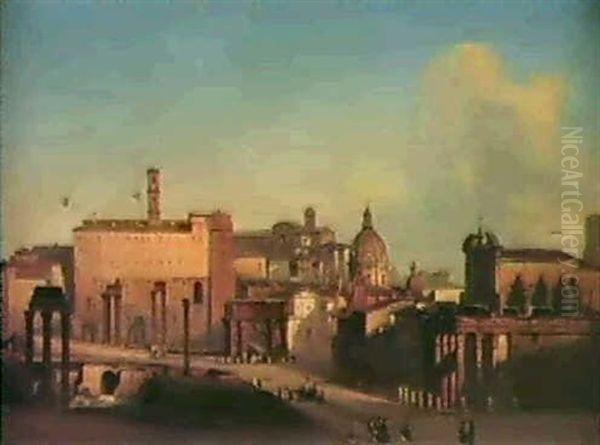 A View Of The Forum, Rome Oil Painting by Ippolito Caffi