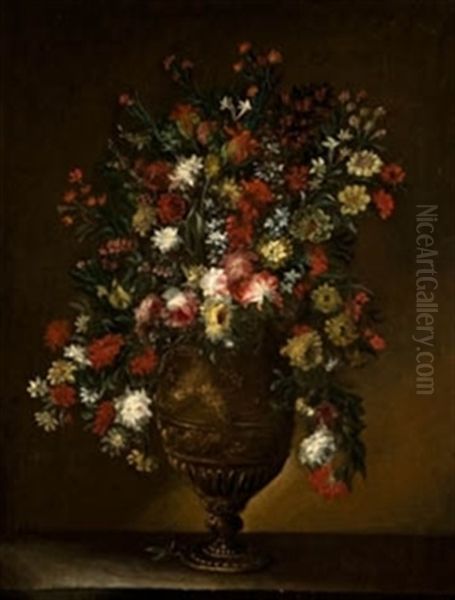 Jarron Con Bouquet De Flores Oil Painting by Margherita Caffi