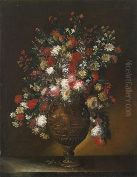 Blumenstillleben In Vergoldeter Prunkvase Oil Painting by Margherita Caffi