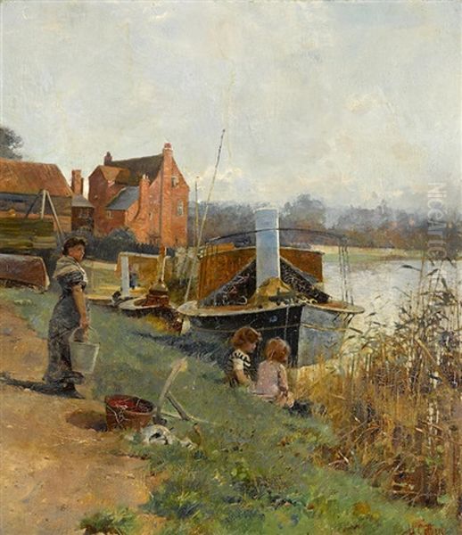 A Summer Afternoon By The River Oil Painting by Hector Caffieri