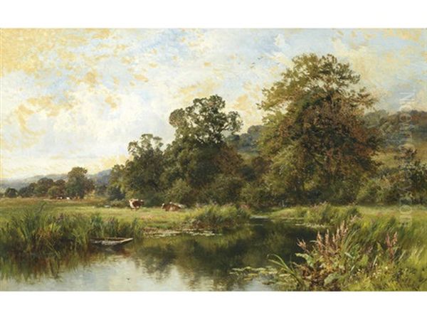 A River Landscape Oil Painting by Walter Wallor Caffyn