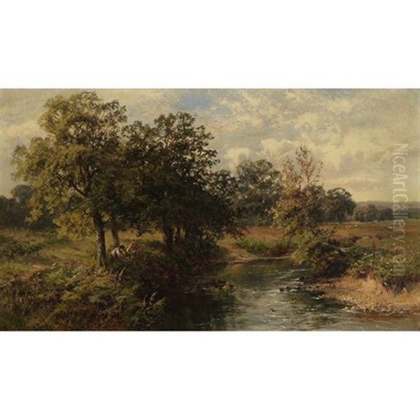 In The Meadows Nr. Wonham Mill, Surrey Oil Painting by Walter Wallor Caffyn