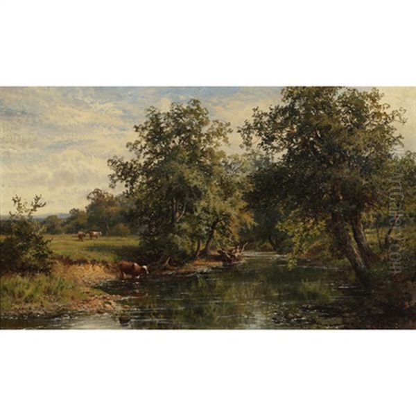 On The River Mole, Norbury, Surrey Oil Painting by Walter Wallor Caffyn