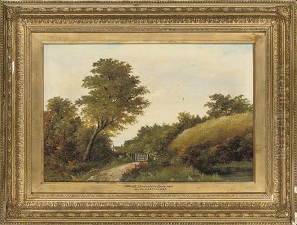 A Devonshire Lane Oil Painting by Walter Wallor Caffyn