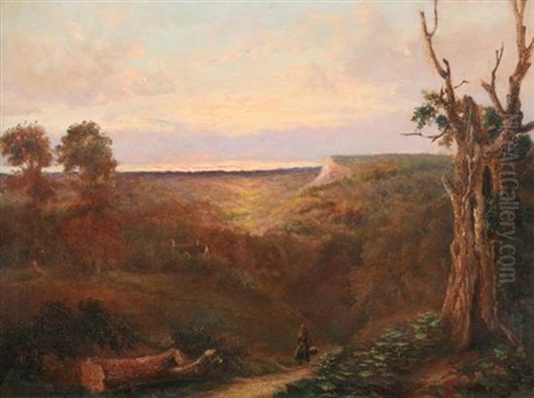 The Mountain Pass At Sunset Oil Painting by Walter Wallor Caffyn