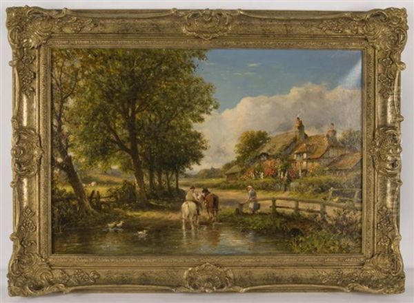 English Pastoral Landscape Oil Painting by Walter Wallor Caffyn