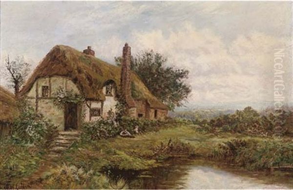 A Cottage Near Reigate Oil Painting by Walter Wallor Caffyn