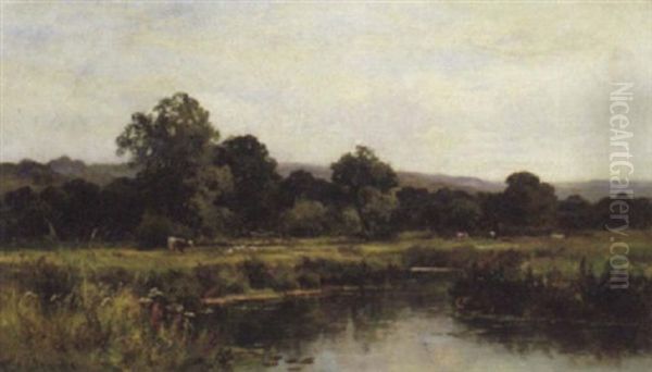 Summer On The River Rother, Nr. Midhurst, Sussex Oil Painting by Walter Wallor Caffyn