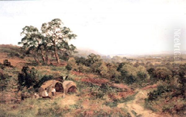 Gipsy Life On The Surrey Hills Oil Painting by Walter Wallor Caffyn