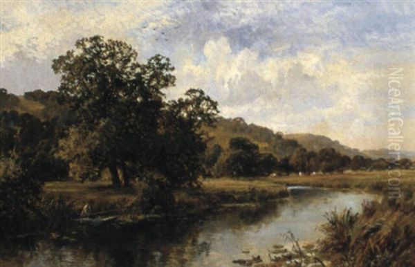 Near Streatley On The Thames Oil Painting by Walter Wallor Caffyn