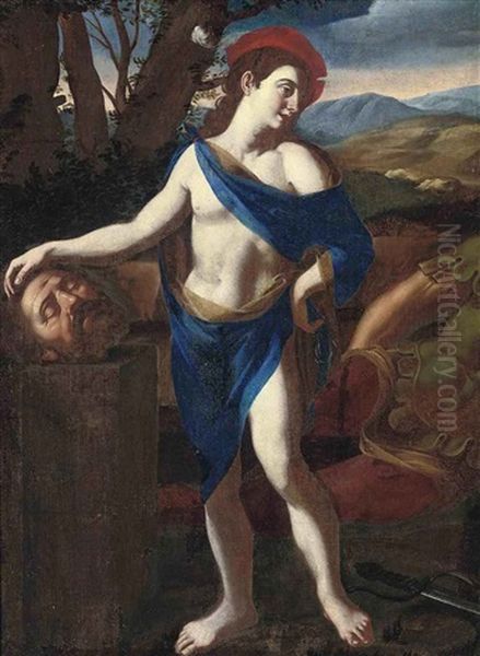 David With The Head Of Goliath (fragment) Oil Painting by Guido Cagnacci