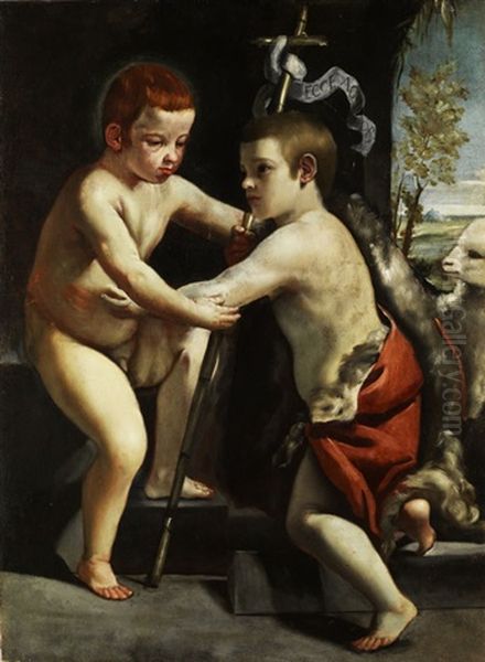 Jesuskind Mit Dem Johannesknaben Oil Painting by Guido Cagnacci