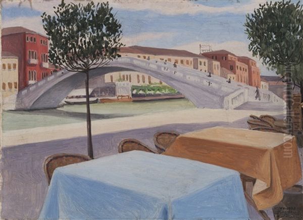 Il Ponte Nuovo Oil Painting by  Cagnaccio di San Pietro