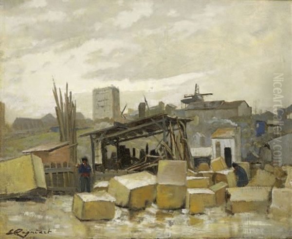 La Construction Du Sacre-coeur Oil Painting by Emile Cagniart