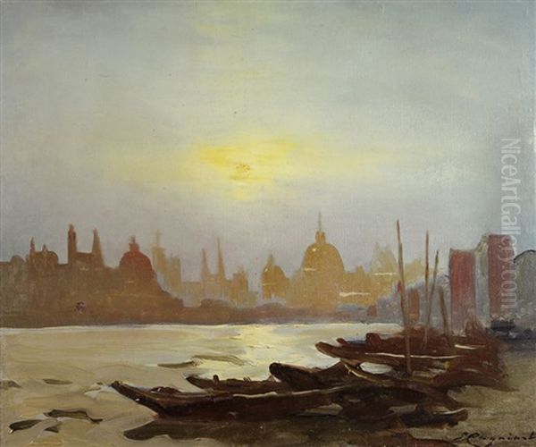 Vue De Venise Au Lever Du Jour Oil Painting by Emile Cagniart