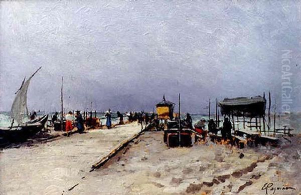 Arcachon Oil Painting by Emile Cagniart