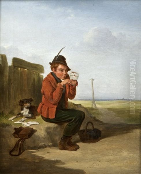 A Mischievous Postman Oil Painting by Richard Stanton Cahill