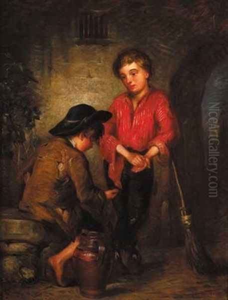 A Small Wager Oil Painting by Richard Stanton Cahill