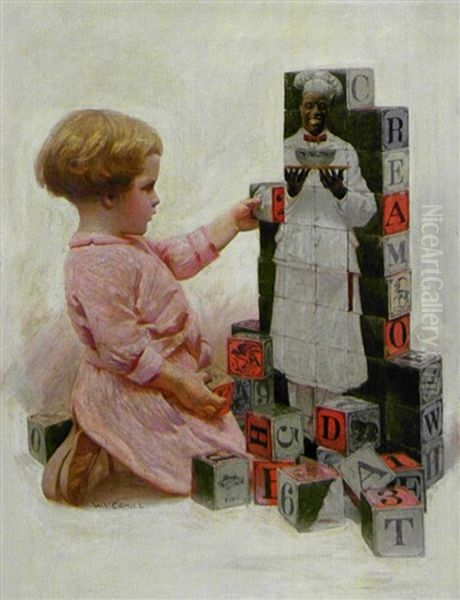 Building With Blocks Oil Painting by William V. Cahill