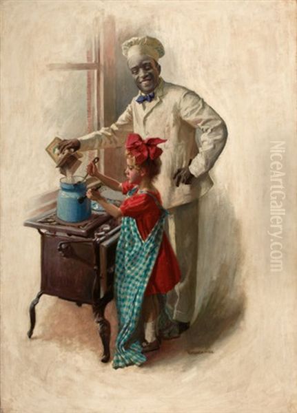 The Cooking Lesson, Cream Of Wheat Advertisement Oil Painting by William Vincent Cahill