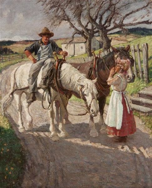 Stopping For A Visit Oil Painting by William Vincent Cahill