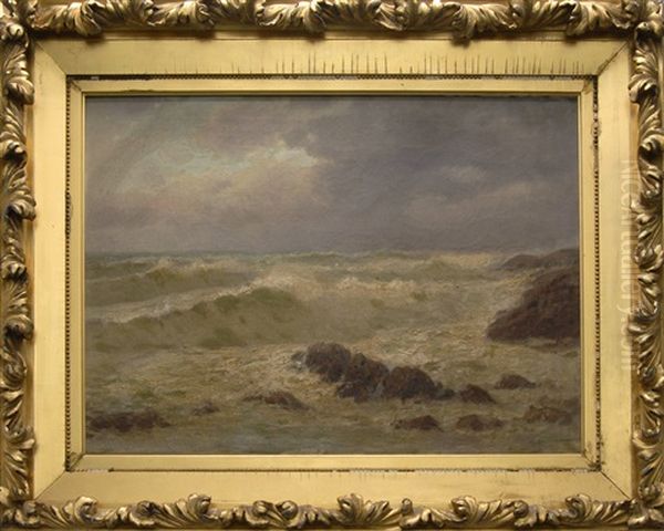 Waves Crashing Off The Coast Oil Painting by Charles Drew Cahoon