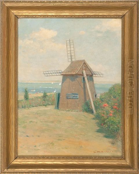 Cape Cod Windmill, Likely Shore Road, Chatham, Massachusetts Oil Painting by Charles Drew Cahoon