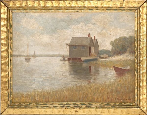 Fishing Shacks In The Harbor Oil Painting by Charles Drew Cahoon