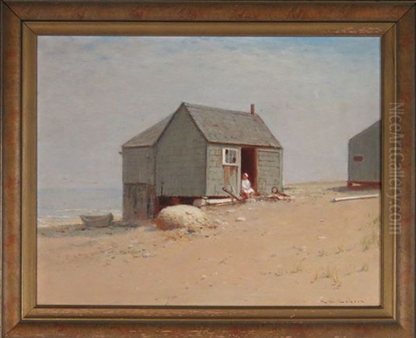 Fishing Shack With Girl In Doorway by Charles Drew Cahoon