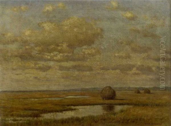 Marsh Scene With Hay Stacks by Charles Drew Cahoon