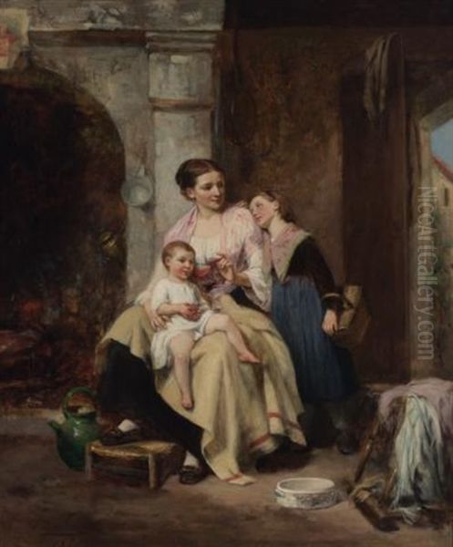 Maternal Cares Oil Painting by Leon Emile Caille