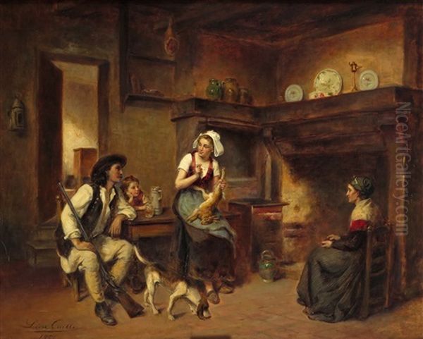 The Huntsman's Trophy Oil Painting by Leon Emile Caille